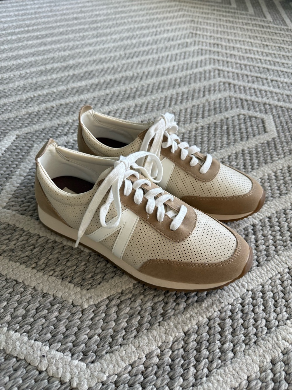 Altar’d State Women’s Casual Lace-Up Sneakers in Cream and Tan